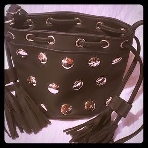 NWT Black studded bucket crossbody